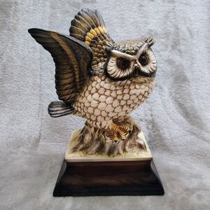 Vintage Ceramic Barn Or Horned Owl Sculpture Figure Japan‎ 1950s MCM